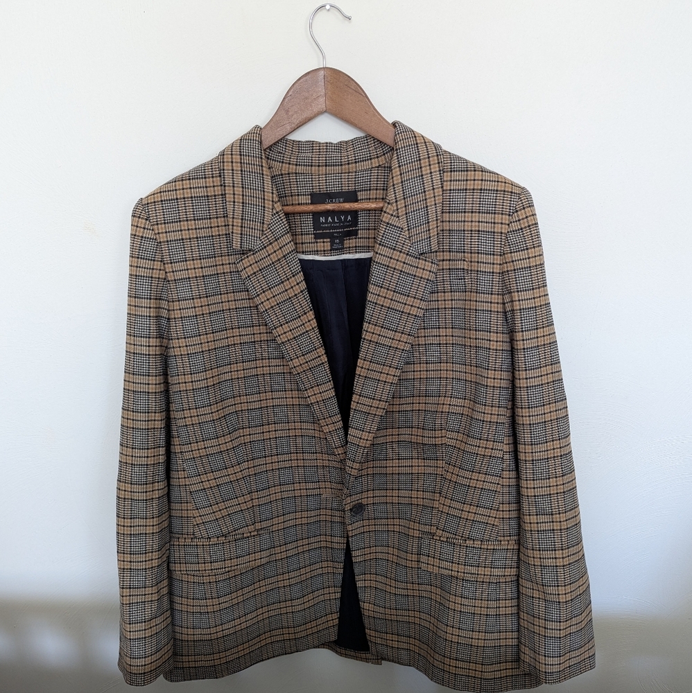 J. Crew NALYA Willa Plaid Blazer Wool Blend 16